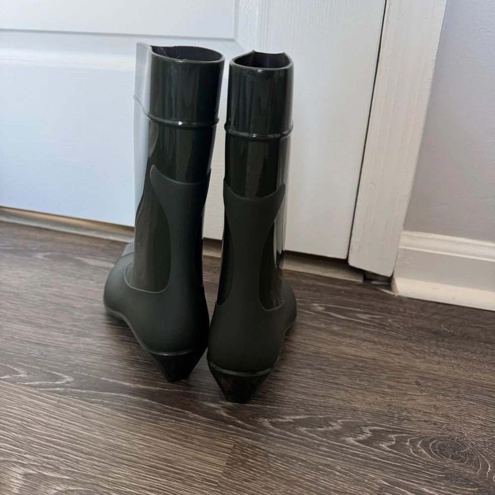 Jeffrey Campbell Women's Dark Green Rubber Rain Boots